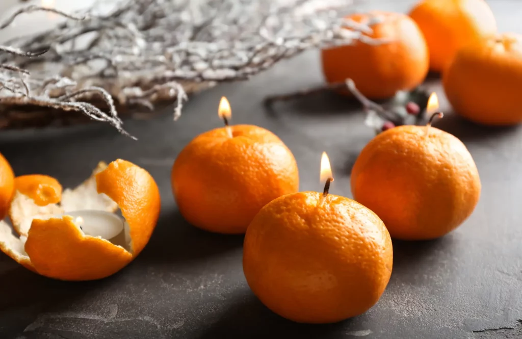 Bougies dans des clémentines pour Halloween