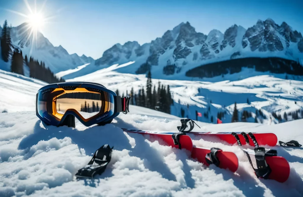 Matériel de ski dans la neige